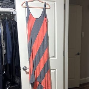 Stylish Gray and Orange Striped Women's Dress